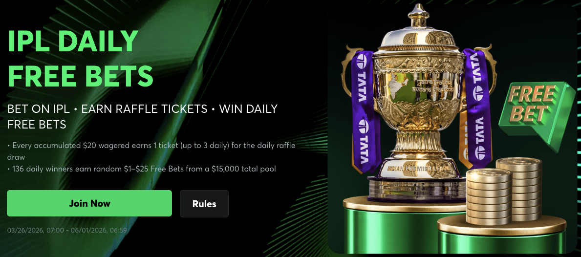 IPL Daily free Bets promotion